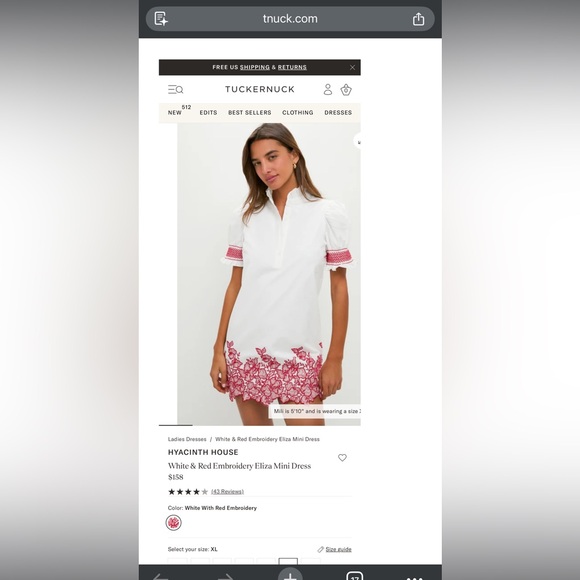 Hyacinth House White & Red Embroidered Eliza Mini Dress - Picture 6 of 14